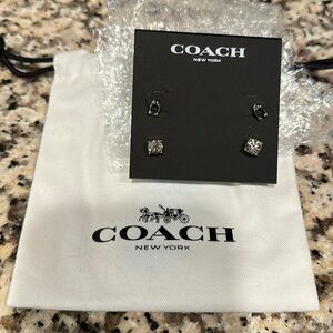 NWT Coach Stud Earrings Set of 2